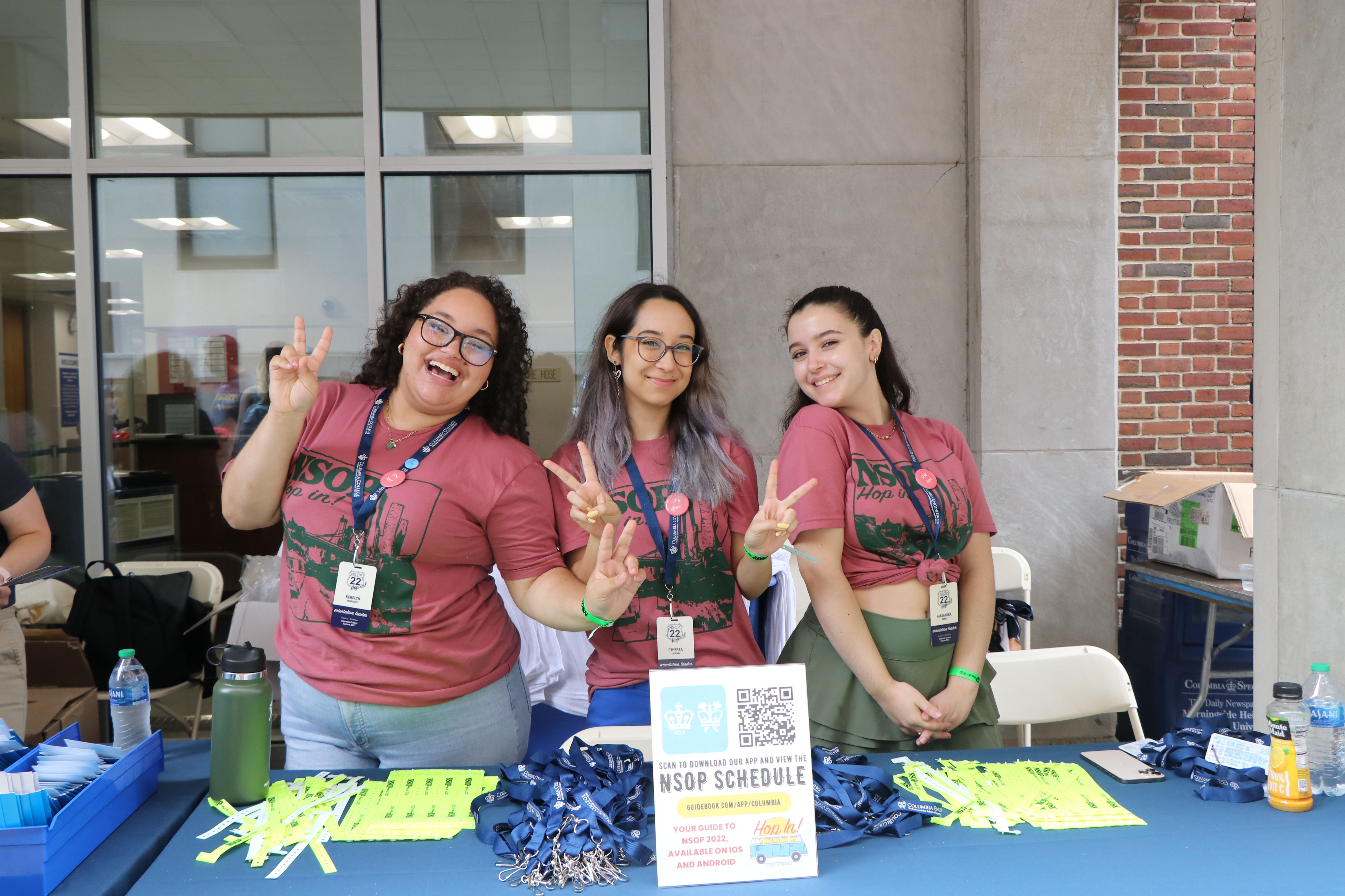 Group of student orientation volunteers on Columbia University campus